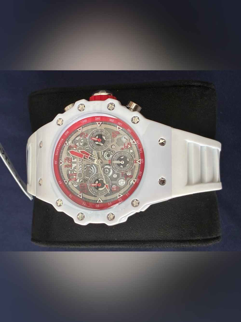 Invicta White and Red Skeleton Chronograph Watch